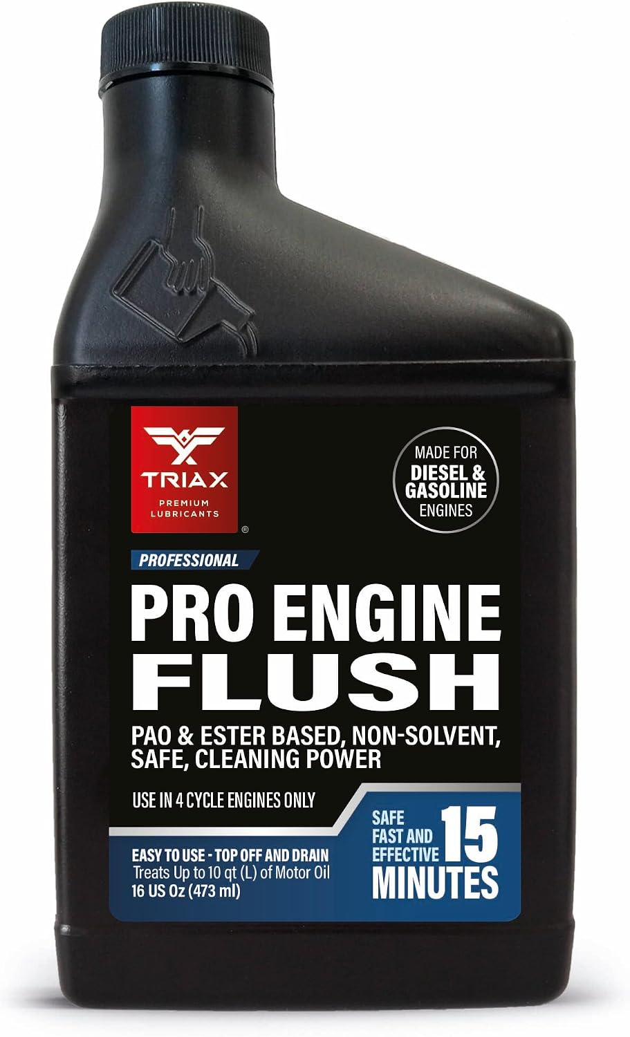 TRIAX Pro Engine Flush Oil-Based Deep Clean Motor Oil Flush Removes Sludge & Carbon | Non-Solvent | Safe for Engine, Seals, Injectors | Professional Shop Grade (16 oz - 473 ml)