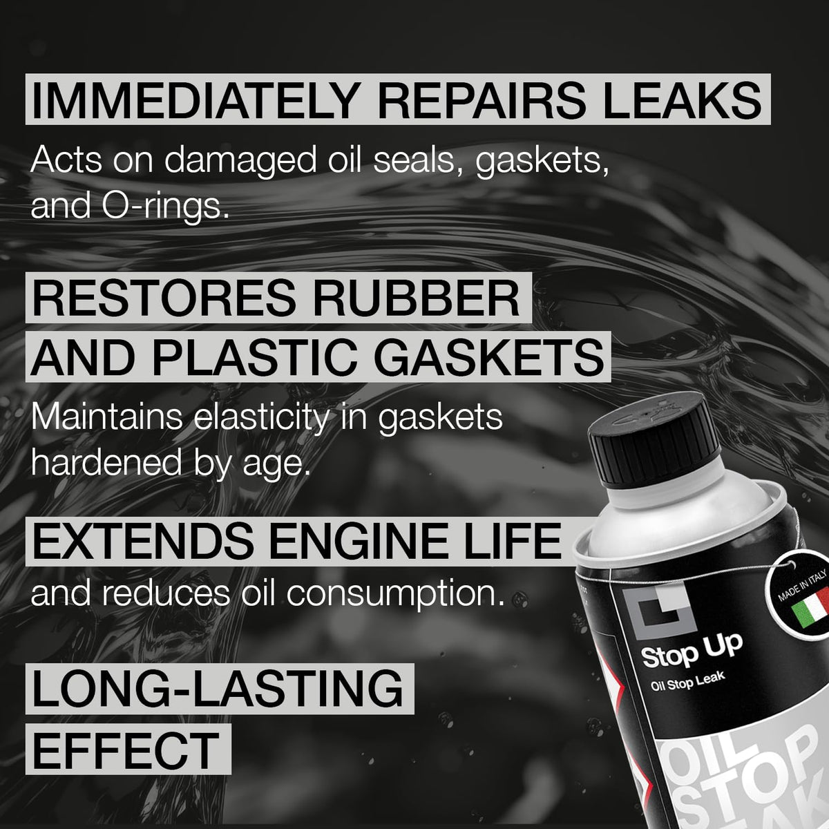 ERRECOM Stop Up, Engine Oil Stop Leak, 8 Fl.Oz Bottle (Engine Oil Stop Leak)