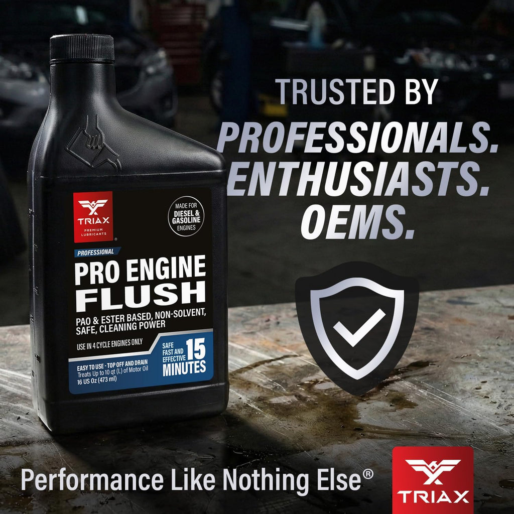 TRIAX Pro Engine Flush Oil-Based Deep Clean Motor Oil Flush Removes Sludge & Carbon | Non-Solvent | Safe for Engine, Seals, Injectors | Professional Shop Grade (16 oz - 473 ml)