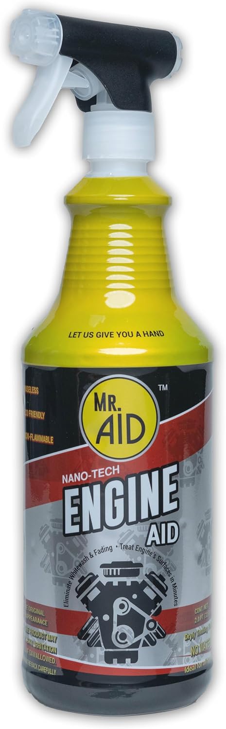 Engine AID Effectively Cleans Car Engine Bays Without The Need For Water, Formula Designed To Remove Dirt, Oils & Grease, Non-Flammable & ECO Friendly, (32 Fl Oz) W/1/Microfiber Towel (1-Pack)
