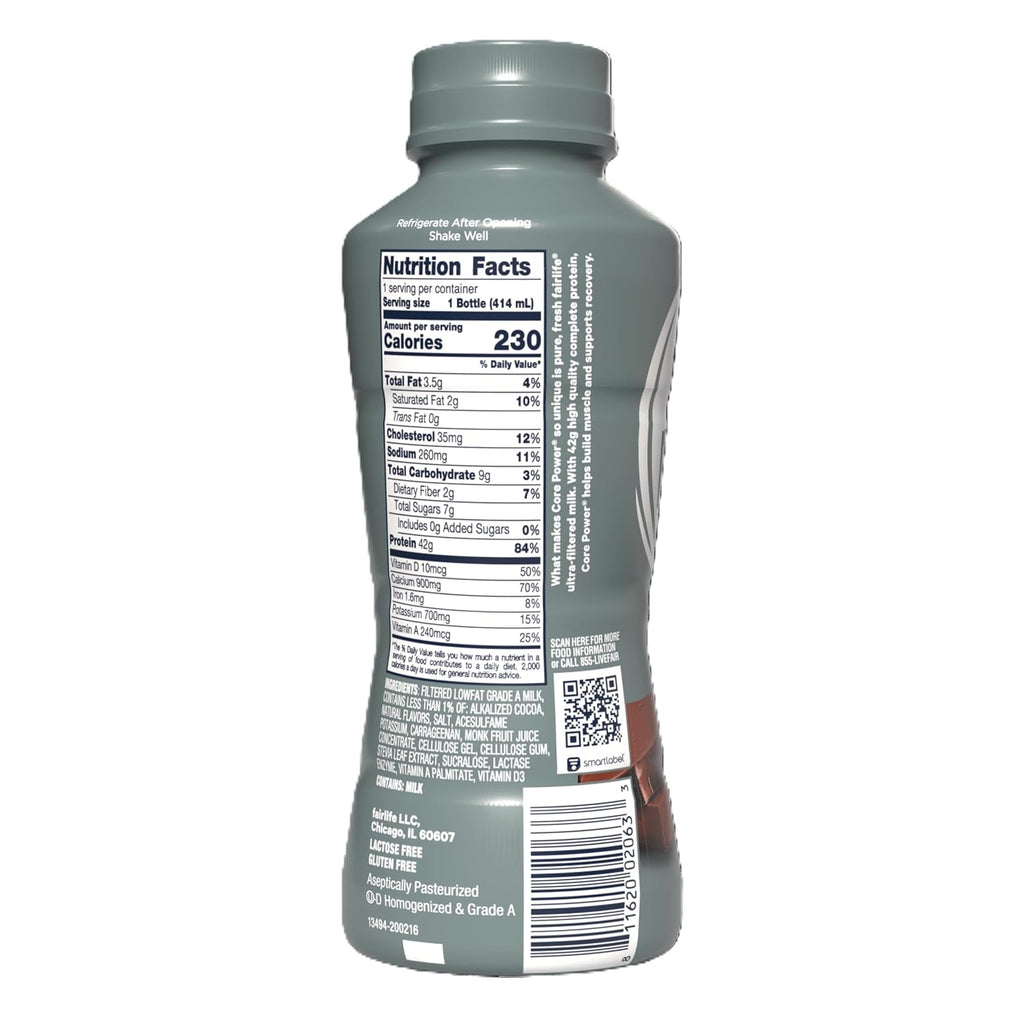 Core Power Fairlife Elite 42g High Protein Milk Shakes For kosher diet, Ready to Drink for Workout Recovery, Chocolate, 14 Fl Oz (Pack of 12), Liquid, Bottle
