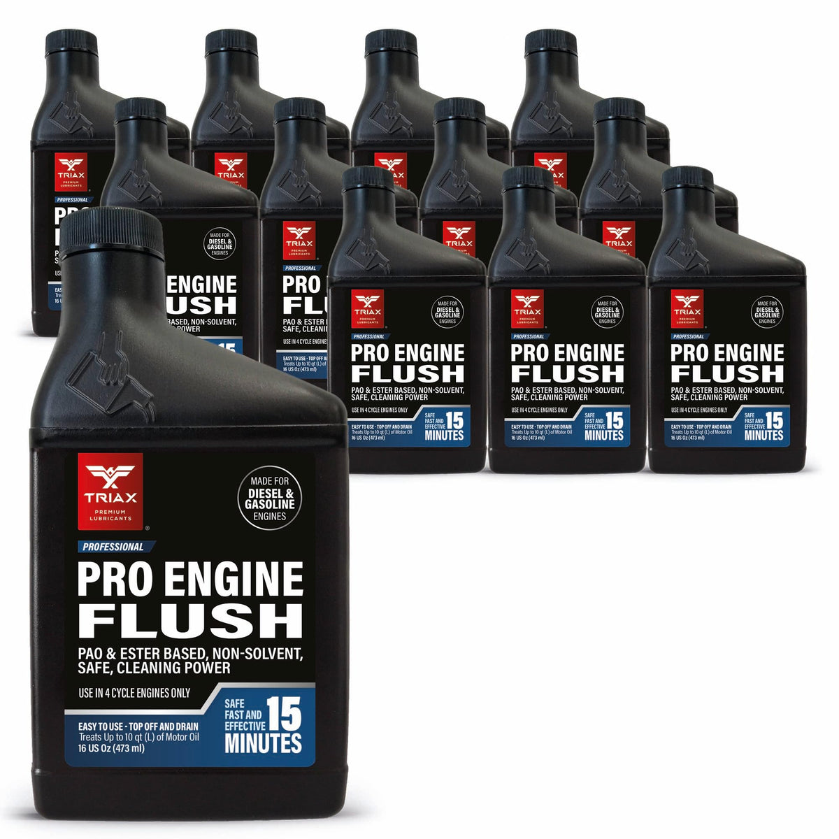 TRIAX Pro Engine Flush Oil-Based Deep Clean Motor Oil Flush Removes Sludge & Carbon | Non-Solvent | Safe for Engine, Seals, Injectors | Professional Shop Grade (16 oz - 473 ml)