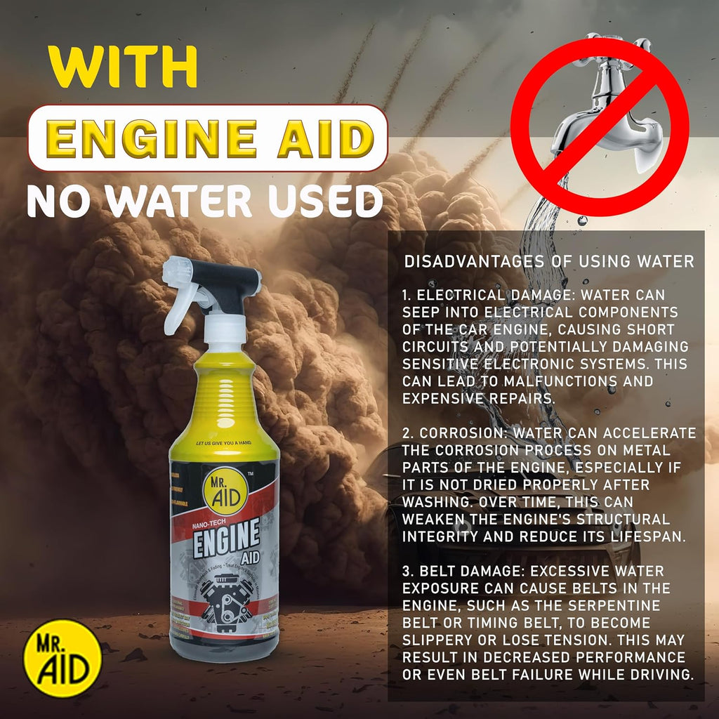 Engine AID Effectively Cleans Car Engine Bays Without The Need For Water, Formula Designed To Remove Dirt, Oils & Grease, Non-Flammable & ECO Friendly, (32 Fl Oz) W/1/Microfiber Towel (1-Pack)